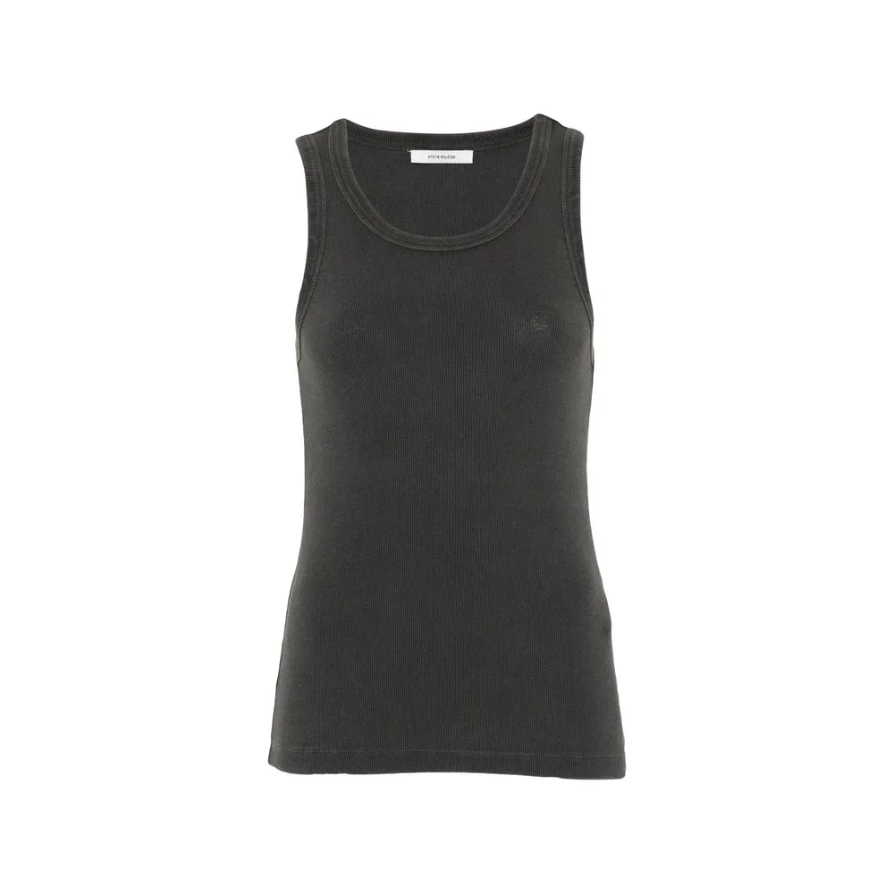 Ribbed Tank Top Black Cotton sold by Lord & Taylor