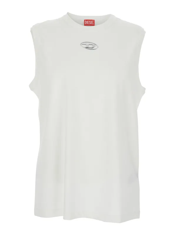 Sleeveless Top T-Bisco-Iod White Cotton made by Diesel