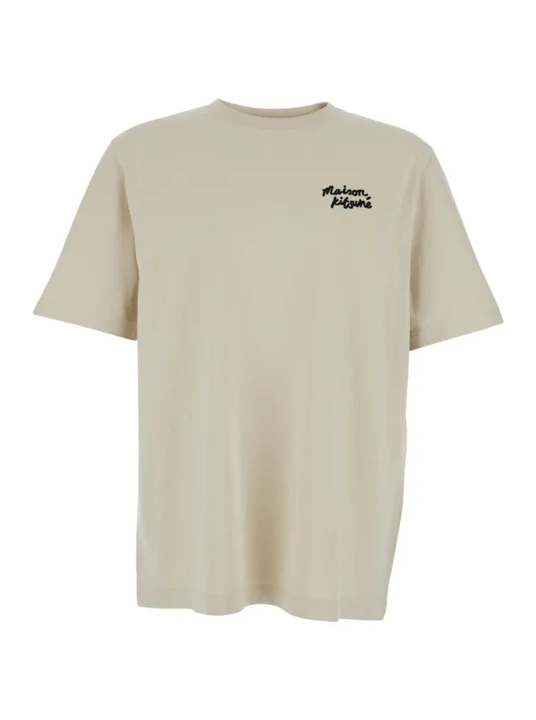Crew-neck T-shirt, Beige Cotton made by MAISON KITSUNE