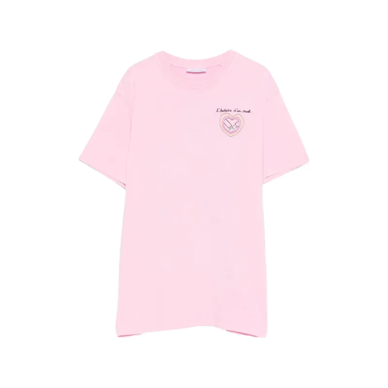 Pink Lettering Round Neck T-Shirt made by Maison Labiche