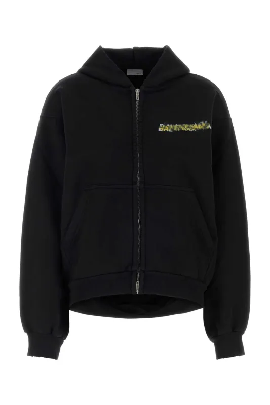 BLACK COTTON OVERSIZE SWEATSHIRT made by Balenciaga