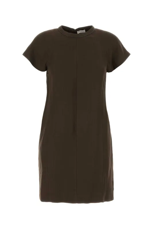 BROWN VISCOSE BLEND DRESS made by Brunello Cucinelli