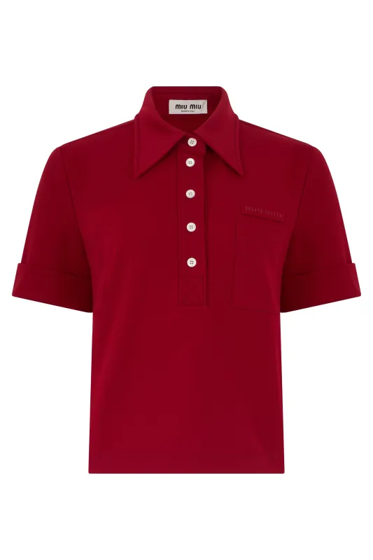 POLO IN JERSEY WITH SHORT SLEEVES made by Miu Miu