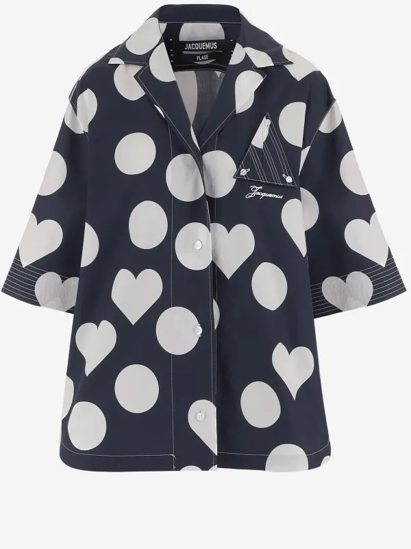 Cotton Shirt Navy Print made by Jacquemus