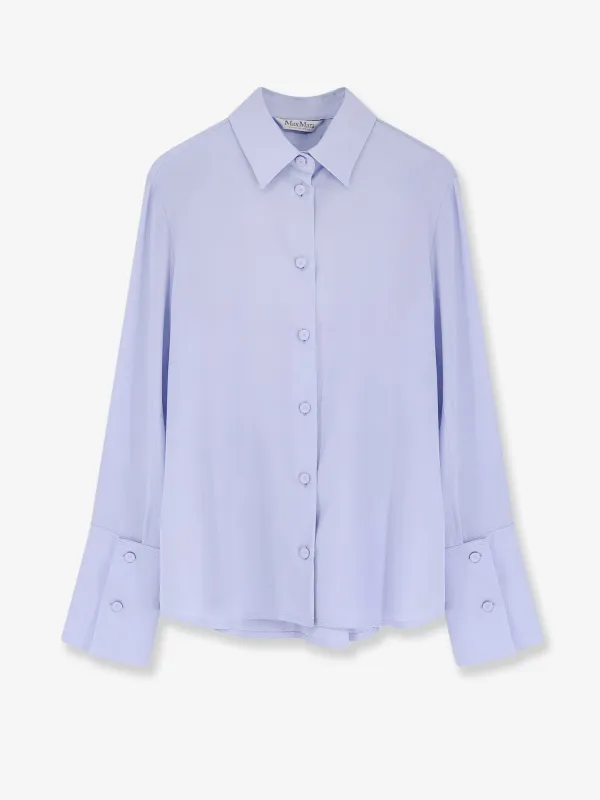 Shirt Mxpvoliera Stretch Silk Blue made by MaxMara