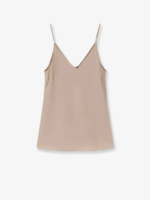 Stretch Silk Top Beige made by Brunello Cucinelli