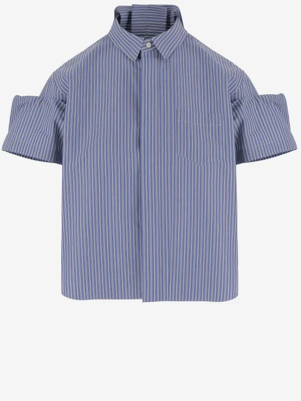 Cotton Blend Shirt with Back Pliets made by Sacai
