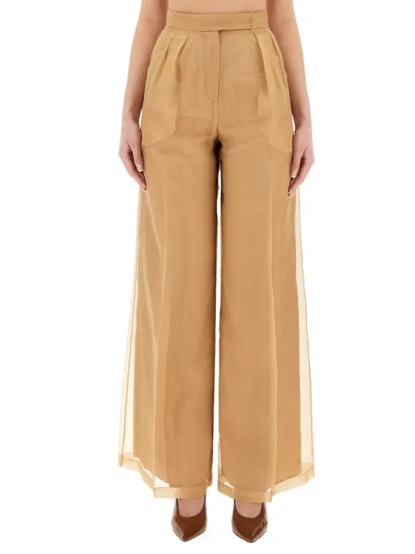 Trousers Danila Beige Silk made by MaxMara
