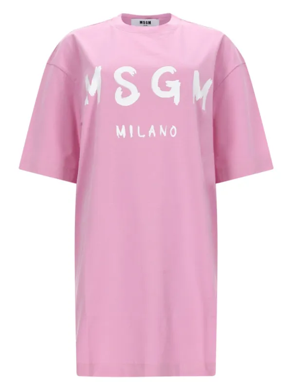 T-shirt Dress Pink Cotton made by MSGM