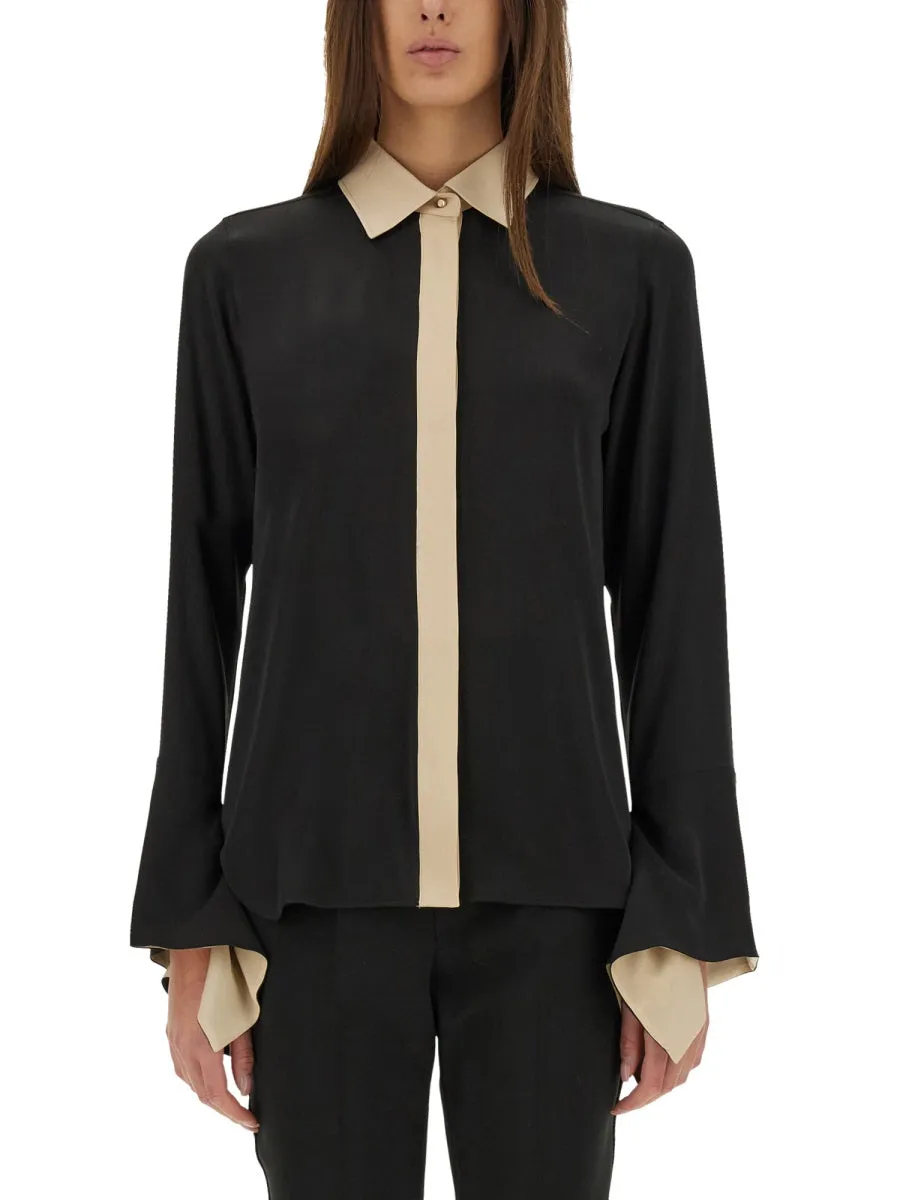 Shirt Colour-Block Black Silk sold by Lord & Taylor