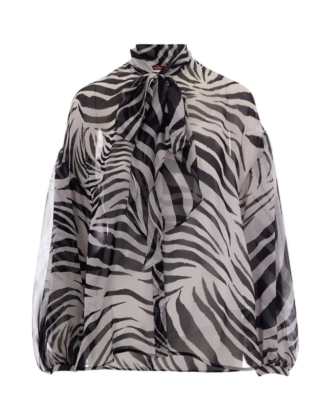 Blouse Printed Chiffon Black made by MaxMara