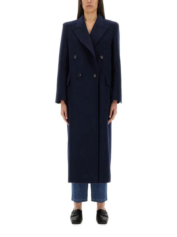Double-Breasted Coat ALBANIA1234 Blue made by MaxMara
