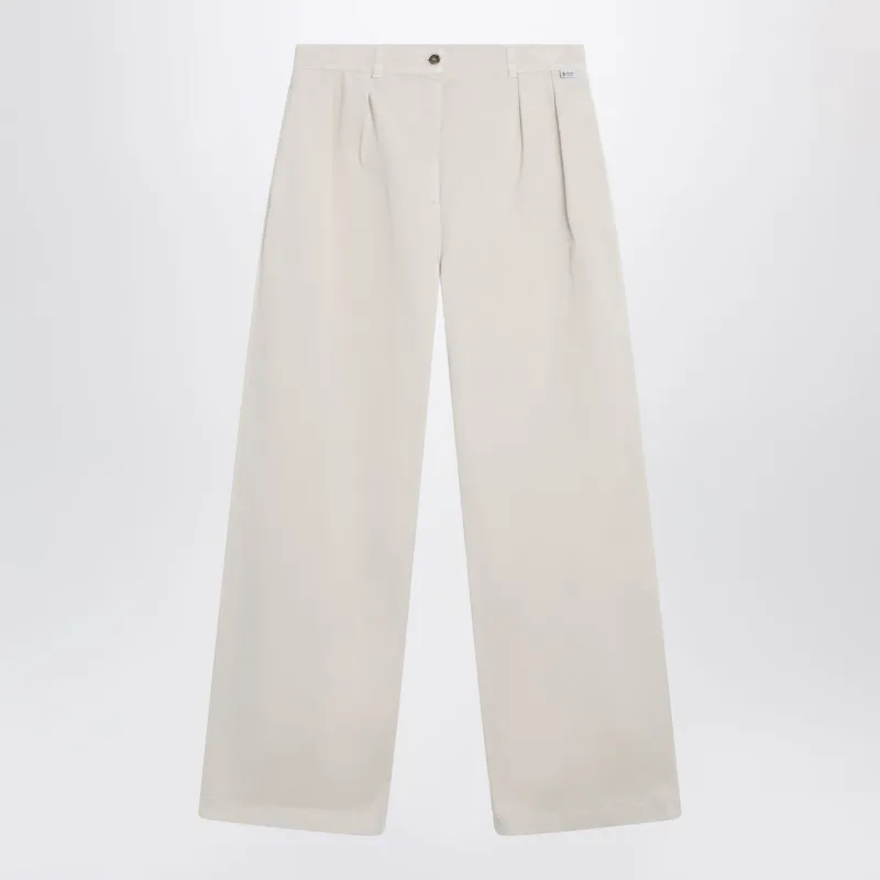 SANDCOLORED TROUSERS IN GABARDINE made by Prada