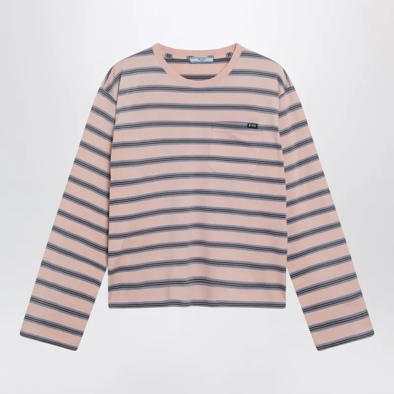 PEACH VINTAGEEFFECT STRIPED TSHIRT made by Prada