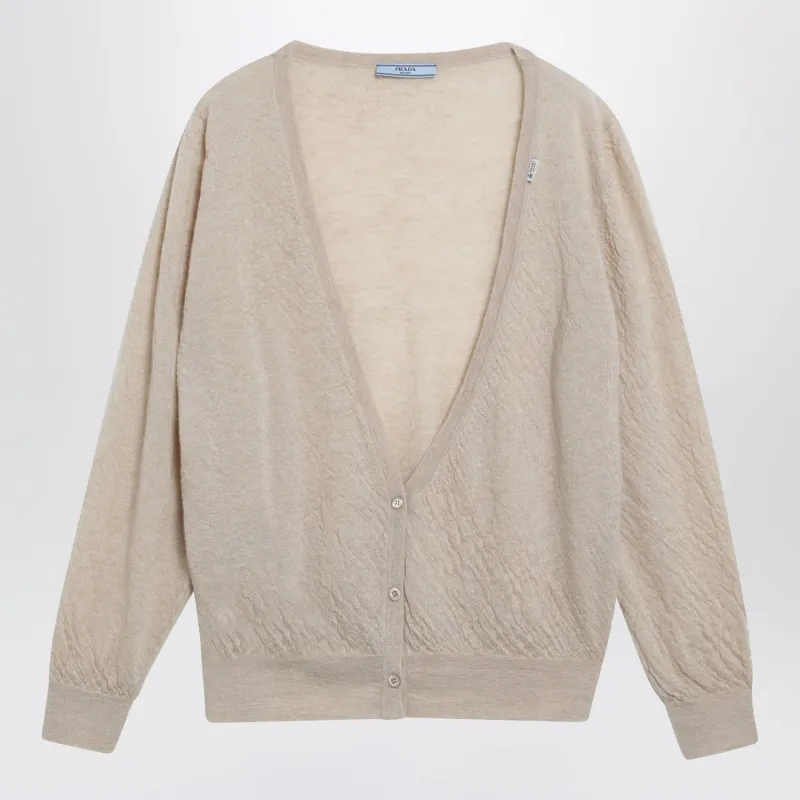 DESERTCOLOURED CASHMERE CARDIGAN made by Prada