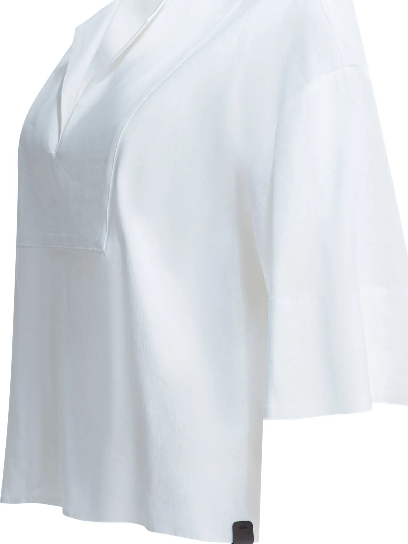 WHITE LINEN VISCOSE ELASTANE LINEN BLEND BLOUSE sold by Lord & Taylor product image thumbnail 4