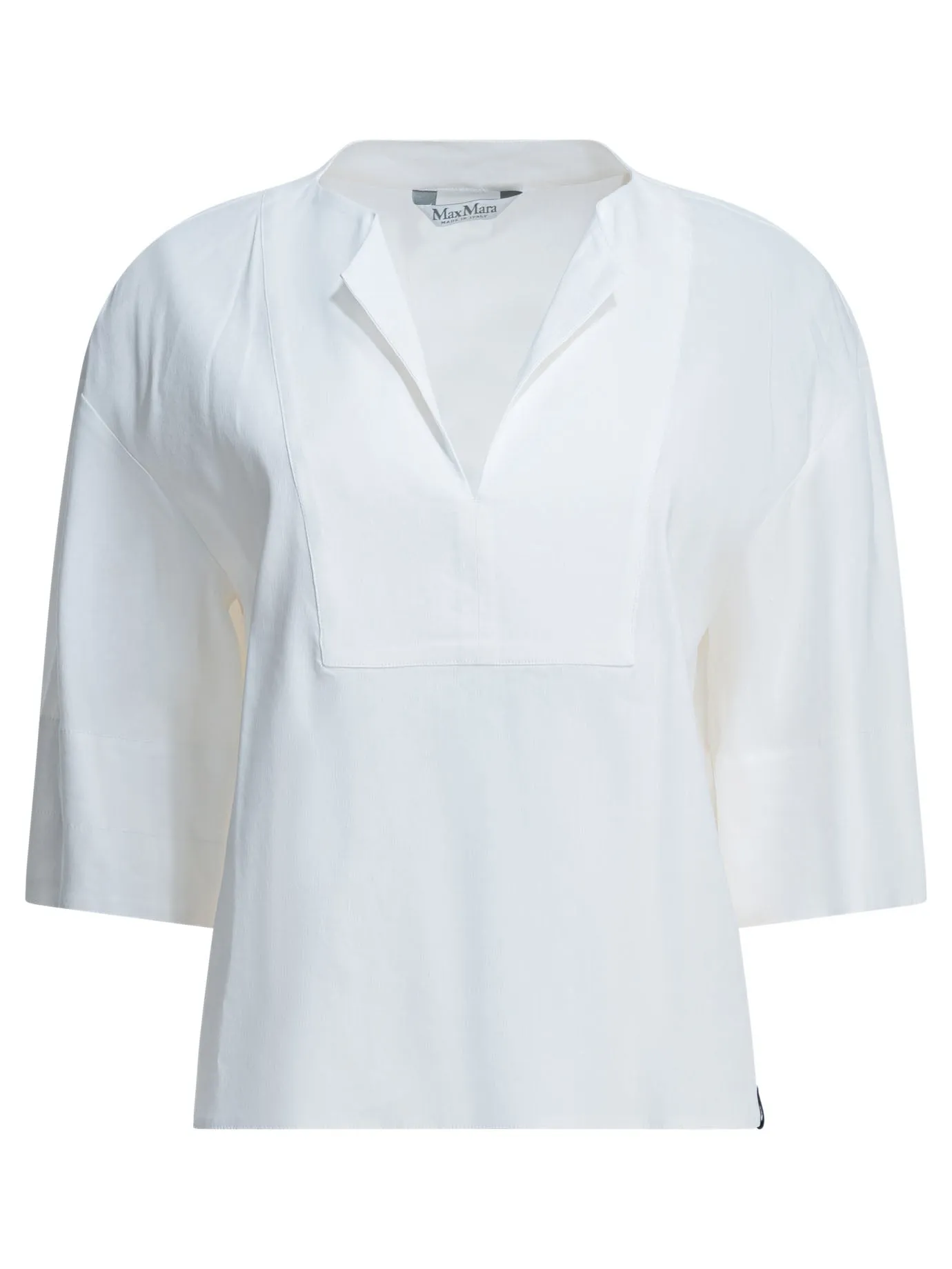 WHITE LINEN VISCOSE ELASTANE LINEN BLEND BLOUSE sold by Lord & Taylor