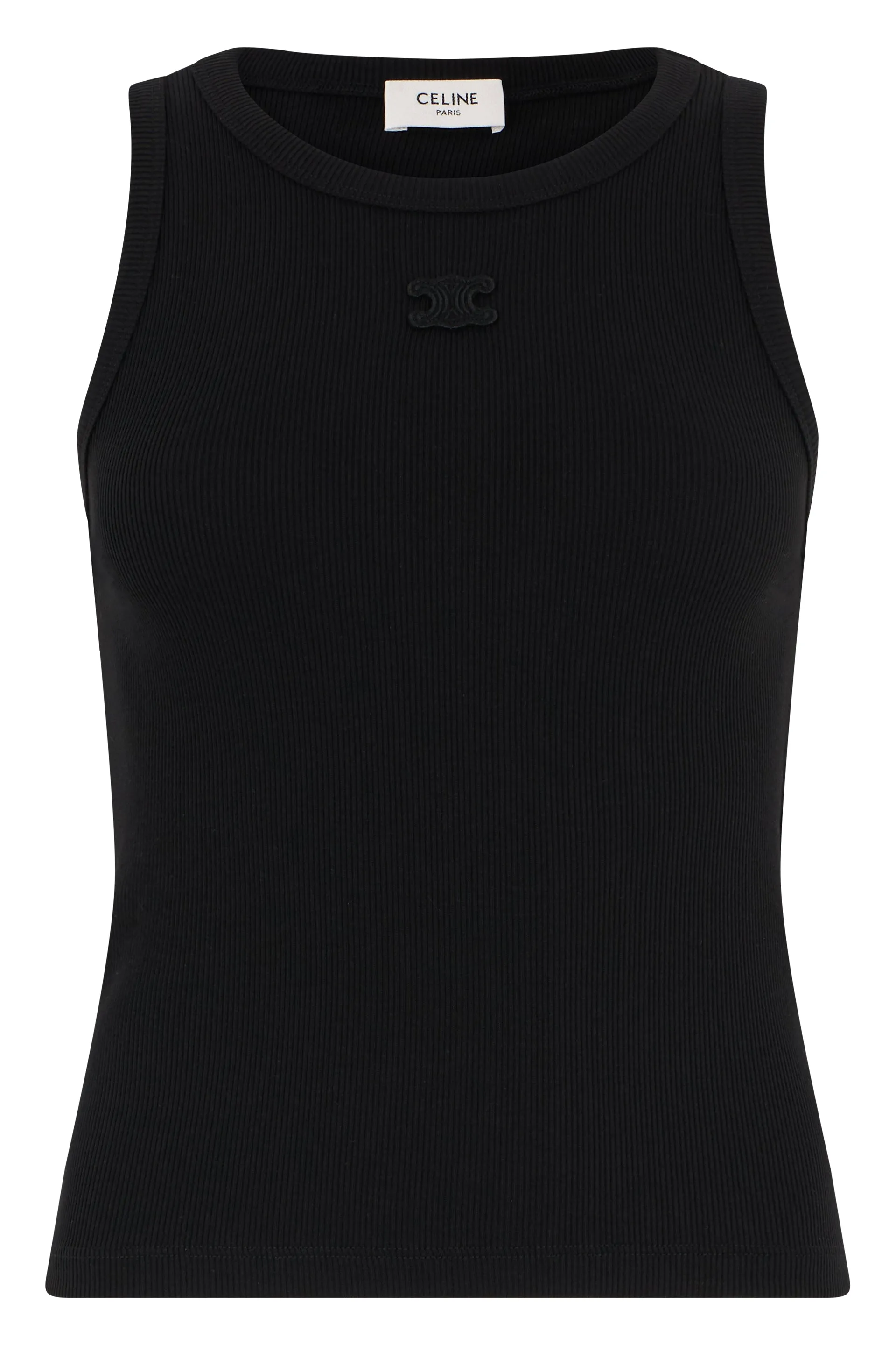 RIBBED TANK TOP WITH LOGO IN SILK AND COTTON sold by Lord & Taylor