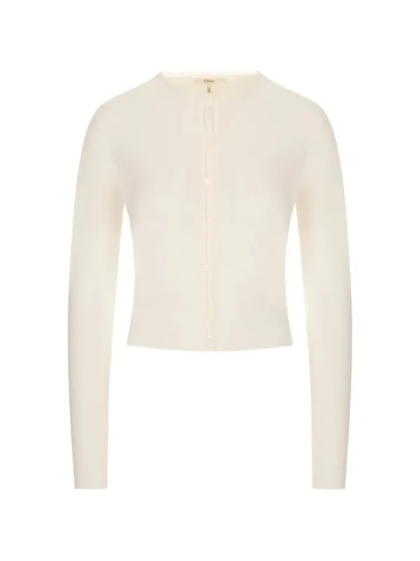 POINTELLE-KNIT SCALLOPED-TRIM CARDIGAN made by Chloe