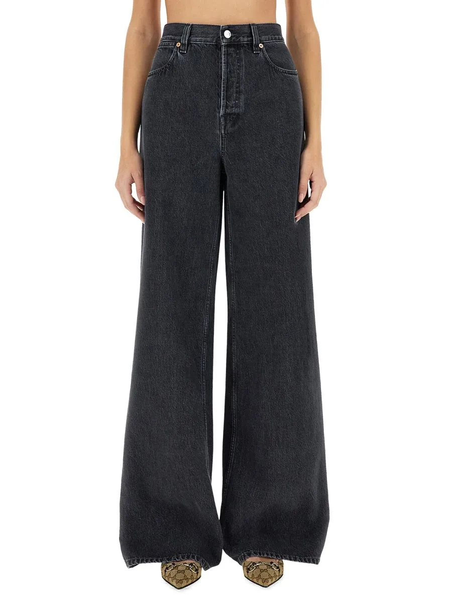 Wide-Leg Denim Pants Charcoal sold by Lord & Taylor
