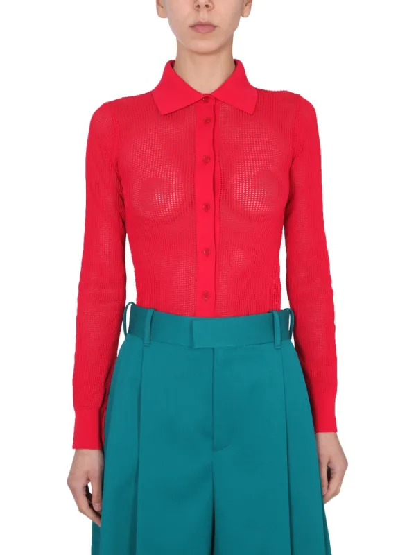 Mesh Cardigan Red made by Bottega Veneta