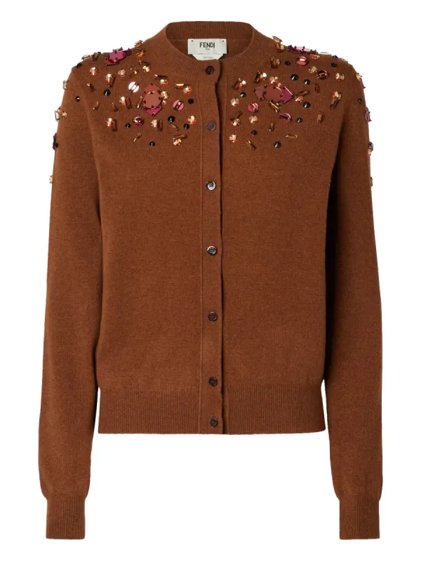 Cardigan Sequined Brown made by Fendi