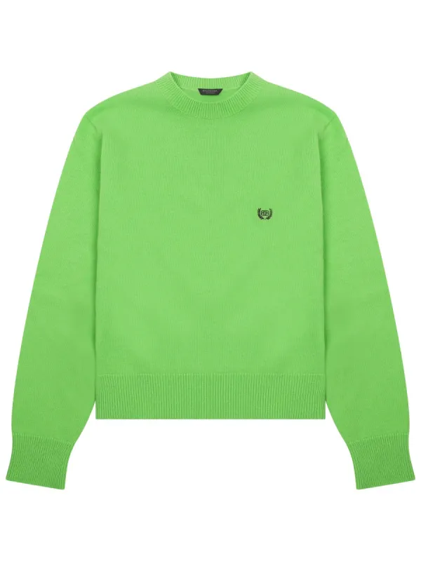 Wool Jersey With Logo Green made by Balenciaga