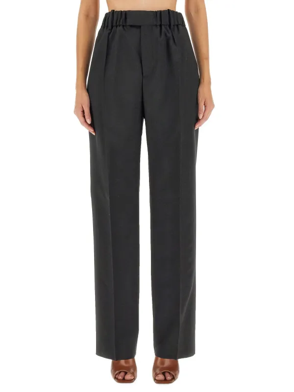 Loose-Fitting Wool Trousers Black made by Bottega Veneta