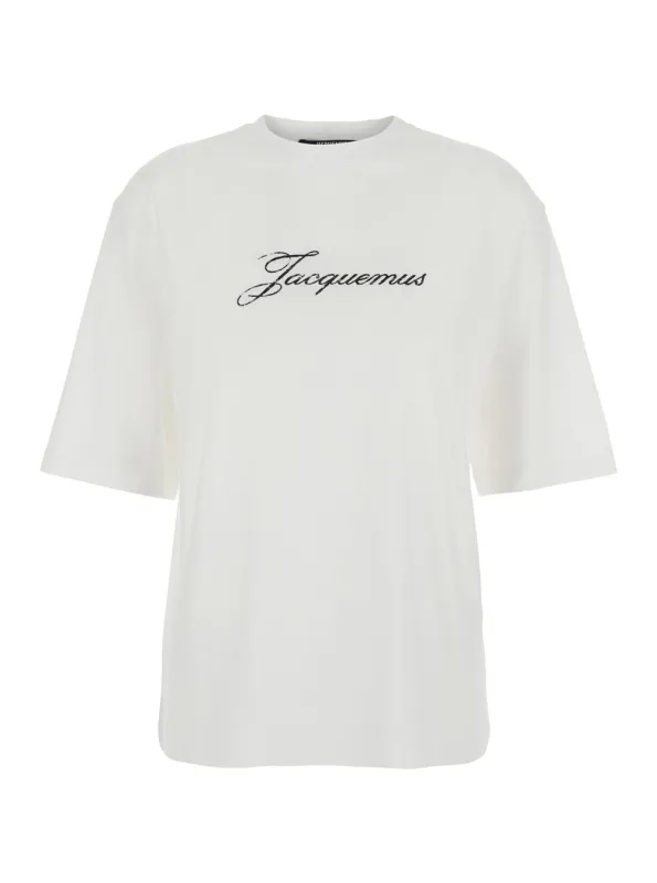 T-shirt with Round Neck, White made by Jacquemus