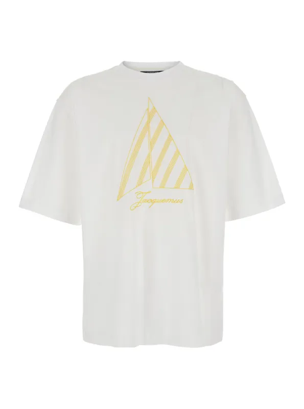 T-Shirt with Front Logo, White Cotton made by Jacquemus