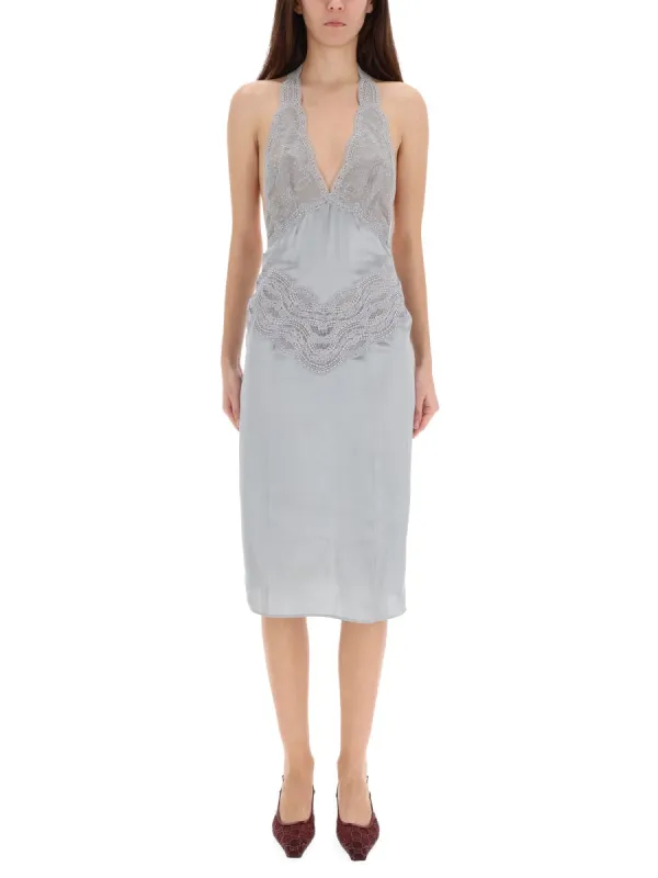 Dress Silk Satin Grey made by Gucci