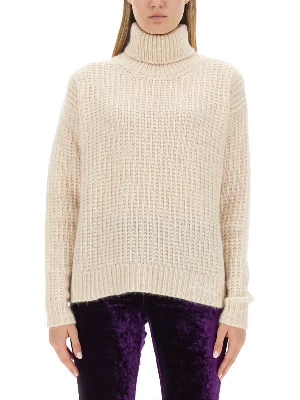 Turtleneck Sweater Silk and Cashmere Ivory made by Gucci