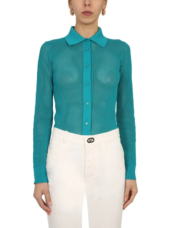 Mesh Cardigan Blue made by Bottega Veneta