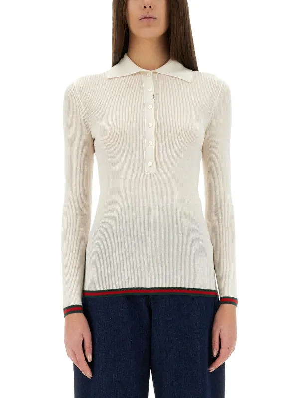 Polo Shirt Cashmere-Silk White made by Gucci