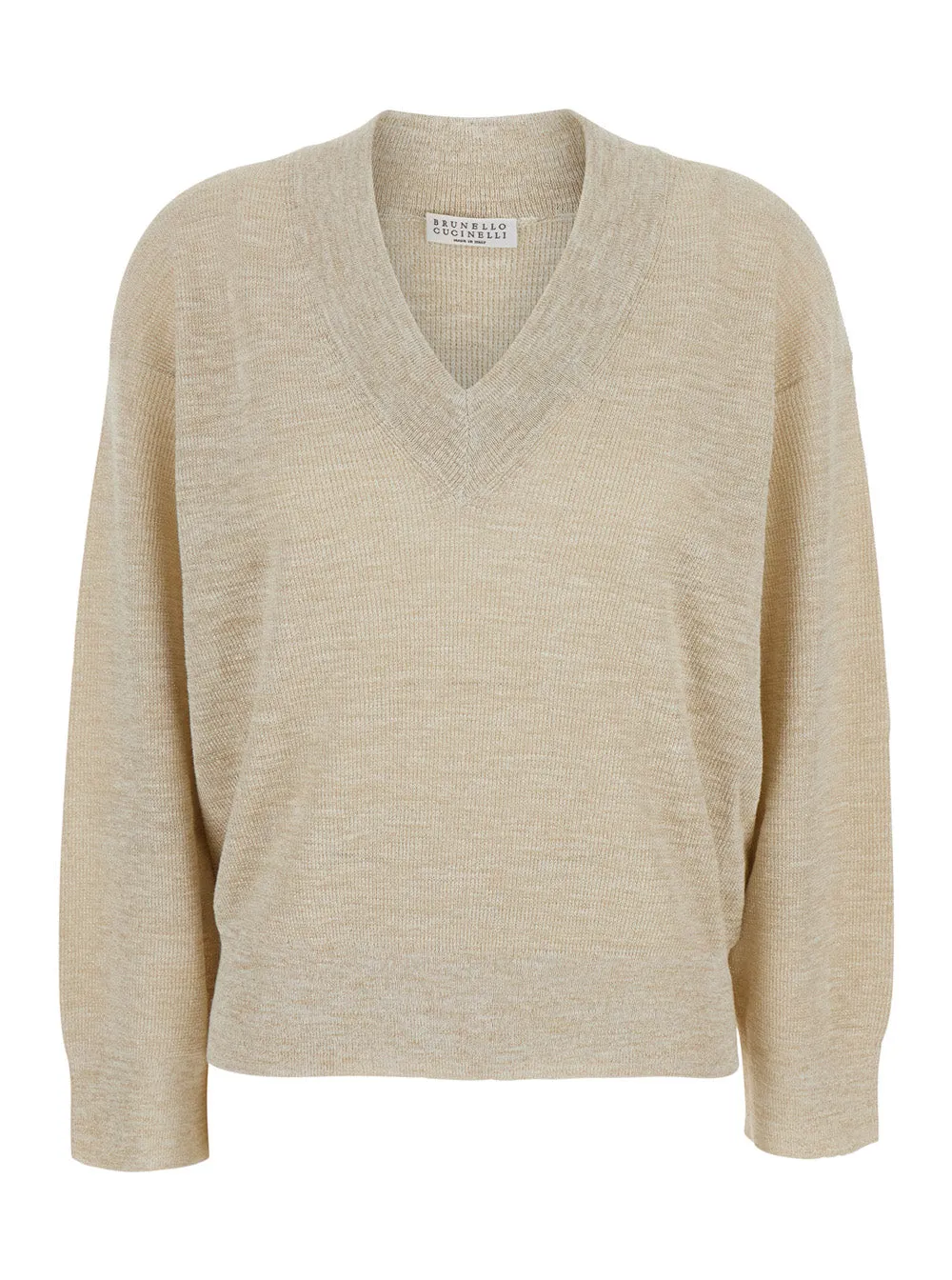 Sweater V-Neck Linen-Blend Beige sold by Lord & Taylor
