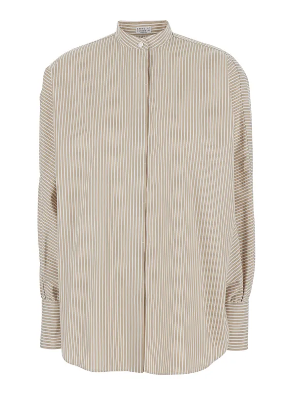 Shirt in Beige Cotton made by Brunello Cucinelli