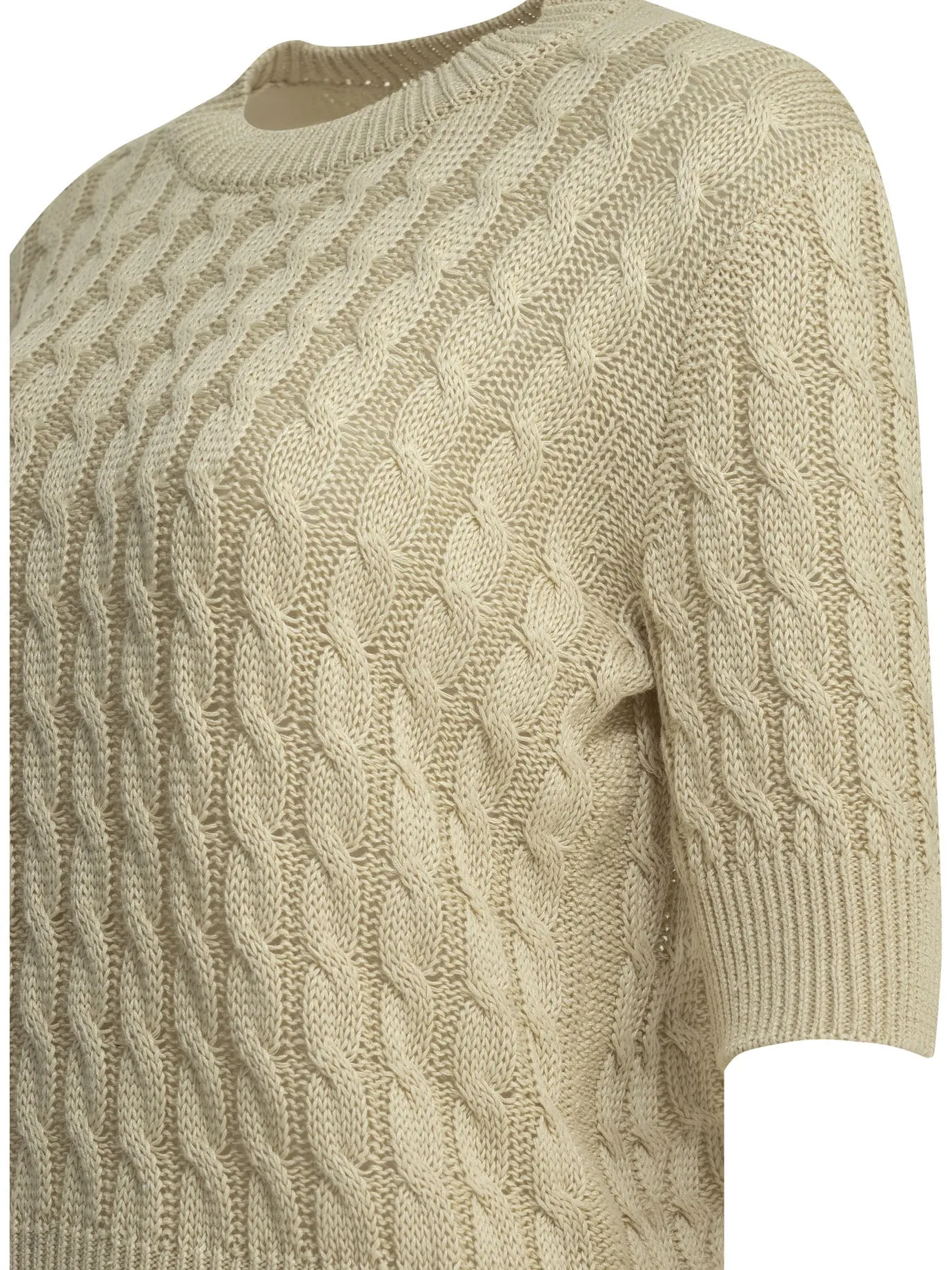 BEIGE LINEN CABLE-KNIT SWEATER sold by Lord & Taylor product image thumbnail 4