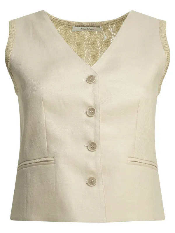 BEIGE LINEN ACETATE POLYESTER VEST made by MaxMara