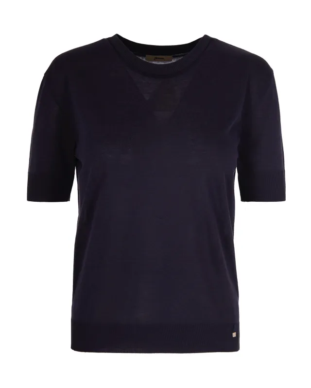 T-shirt Navy Blue Knit made by Herno
