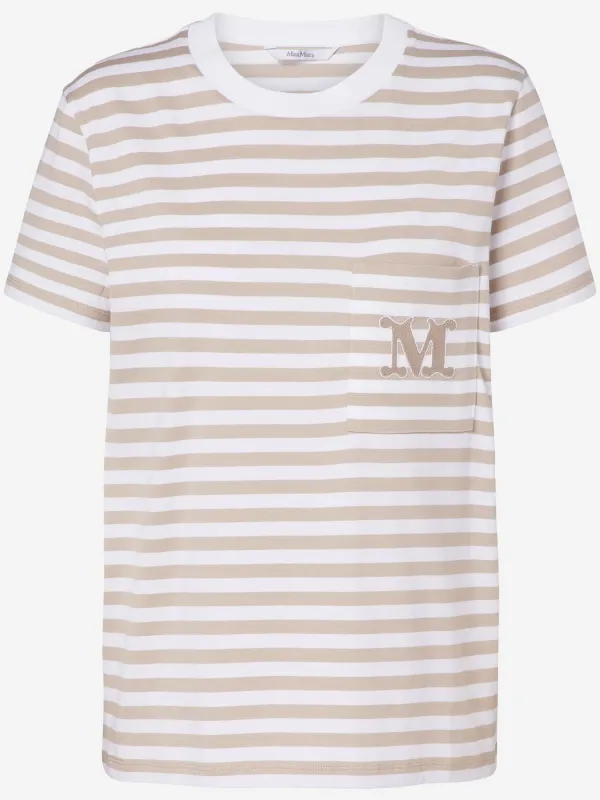 Cotton T-Shirt with Logo White made by MaxMara