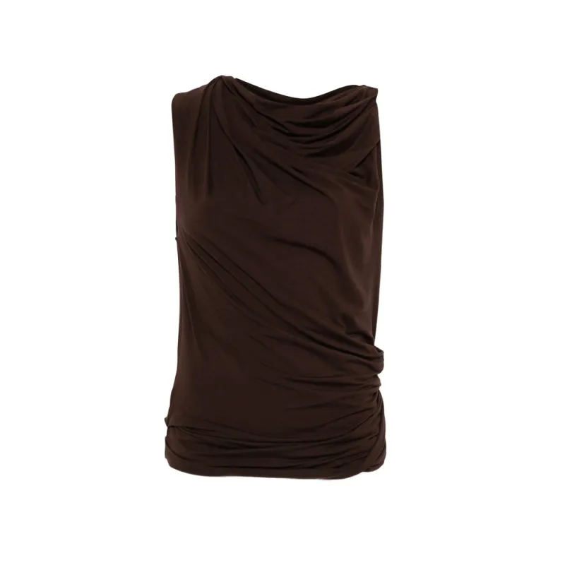 Top with Draped Detail Brown made by Entire Studios