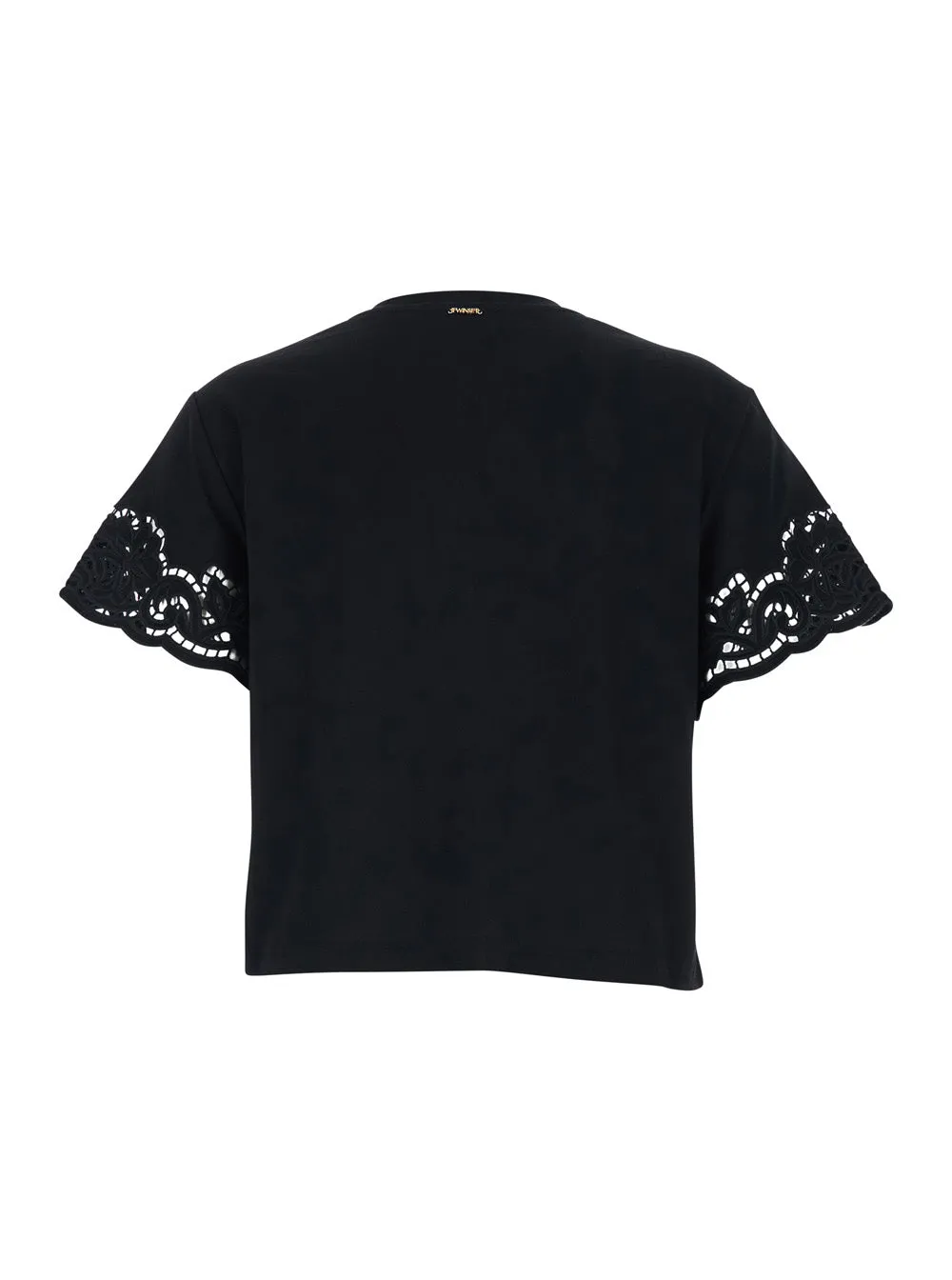 T-shirt with Lace Details, Black Cotton sold by Lord & Taylor product image thumbnail 2