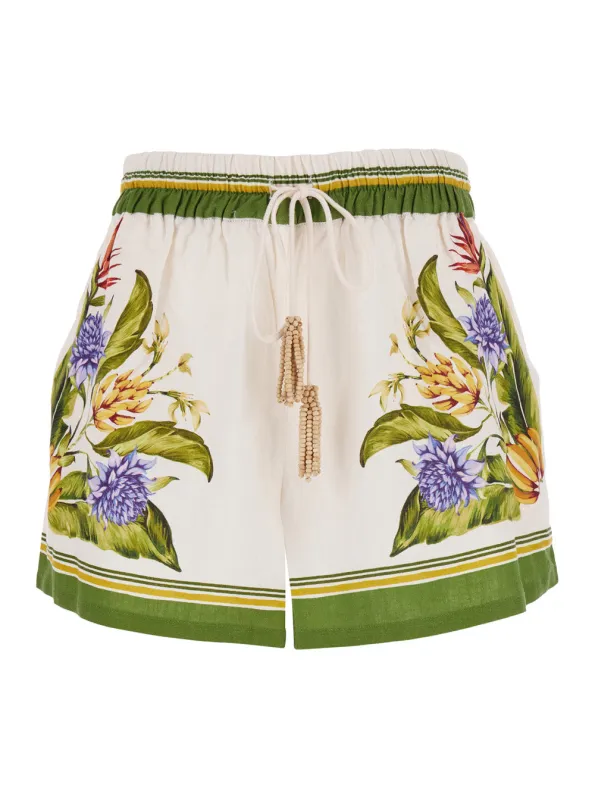 Shorts Tropical Scarf Sand Cotton Multicolour made by FARM Rio