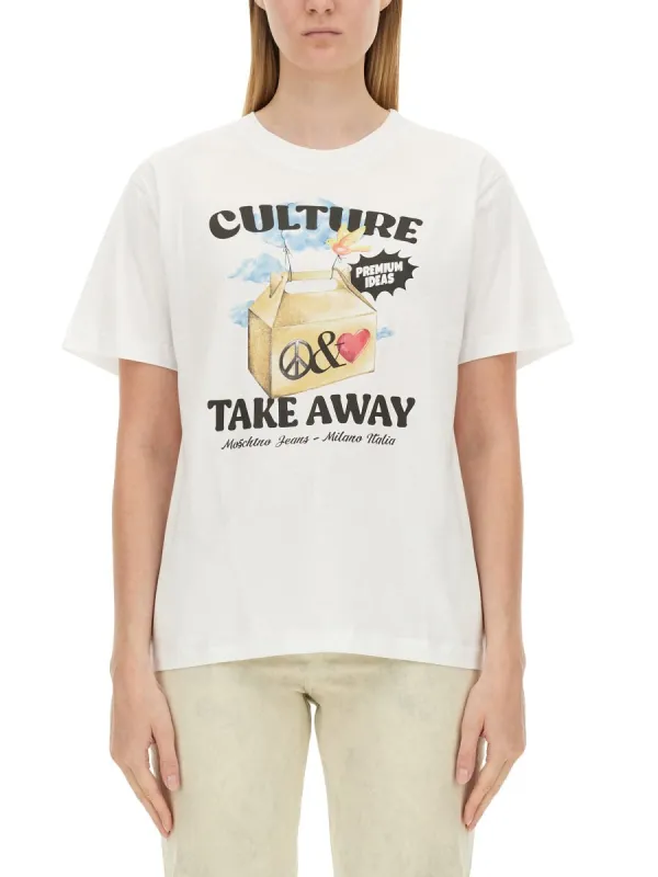 Printed Cotton T-Shirt made by Moschino