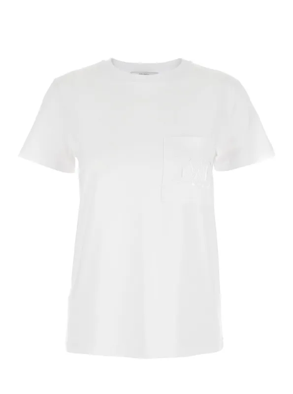 White Crewneck T-Shirt with Logo Embroidery made by MaxMara