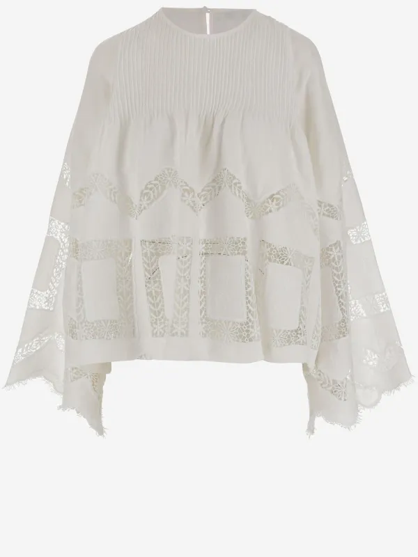 Linen Top with Embroidery made by Lord & Taylor
