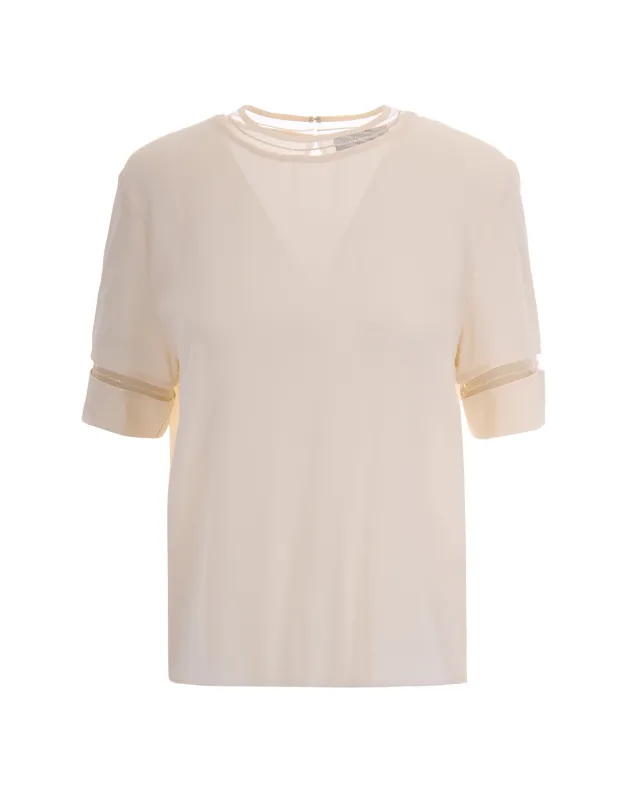Blouse Crepe de Chine Silk-Blend Butter made by Fabiana Filippi