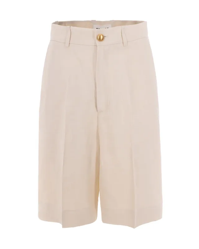 Bermuda Shorts Sand Linen made by P.A.R.O.S.H.