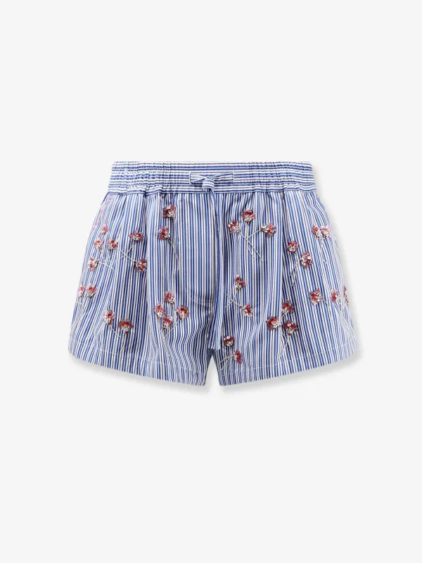 Cotton Shorts Crystal Flower Print Blue made by Dolce & Gabanna