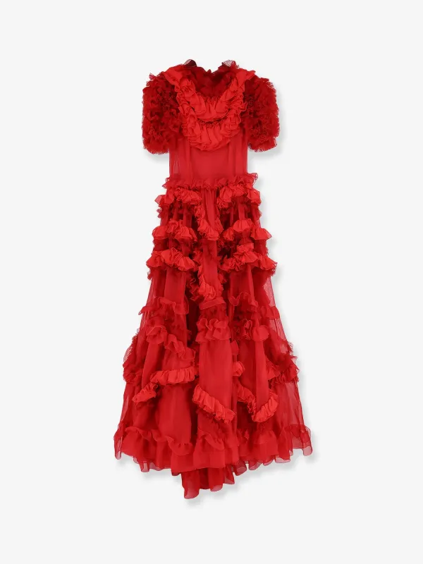 Long Dress with Ruffles Red made by Dolce & Gabanna